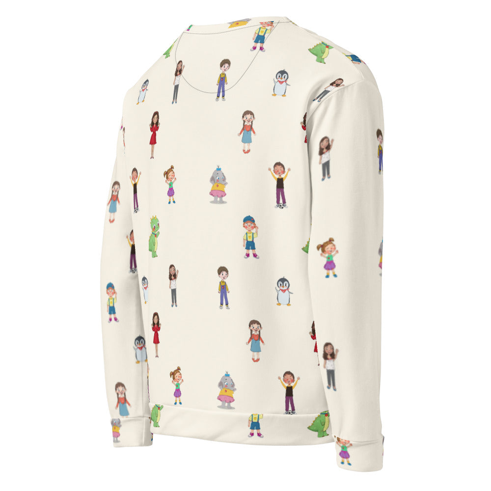 Roots & Talks Characters All-Over Print Recycled Unisex Sweatshirt - product photo