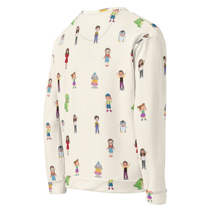 Roots & Talks Characters All-Over Print Recycled Unisex Sweatshirt - product photo