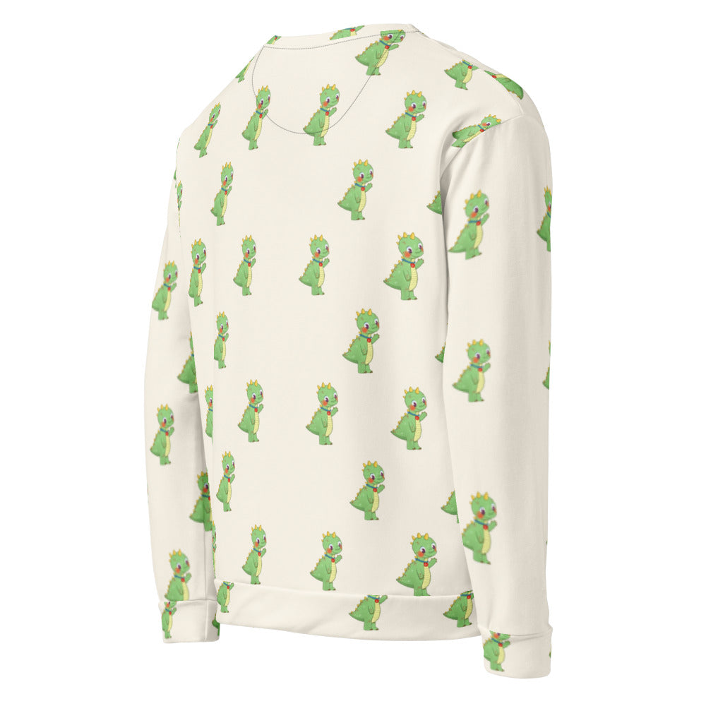 Dino Dinosaur All-Over Print Recycled Unisex Sweatshirt, Roots & Talks - product photo