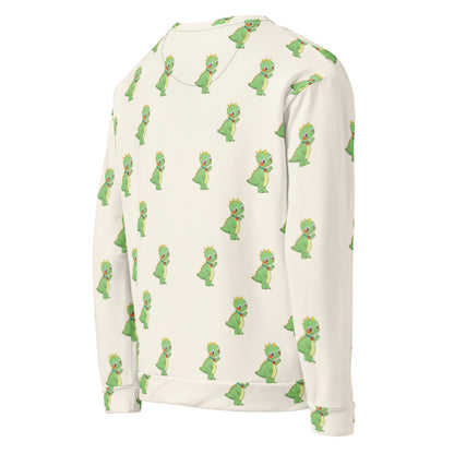Dino Dinosaur All-Over Print Recycled Unisex Sweatshirt, Roots & Talks - product photo