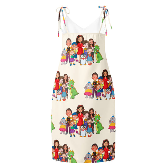 All the Characters Together All-Over Print Slip Dress, Roots & Talks - product photo