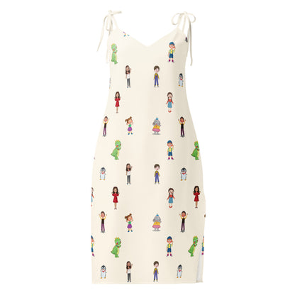 Roots & Talks Characters All-Over Print Slip Dress - Front