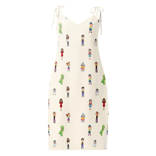 Roots & Talks Characters All-Over Print Slip Dress - Front