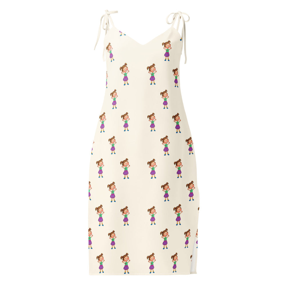 Ela Character All-Over Print Slip Dress, Roots & Talks - Front