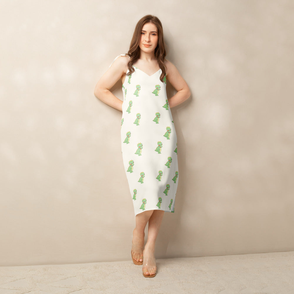 Dino Dinosaur All-Over Print Slip Dress, Roots & Talks - lifestyle photo 1
