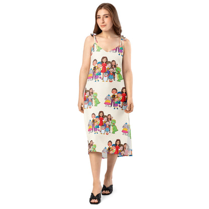 All the Characters Together All-Over Print Slip Dress, Roots & Talks - lifestyle photo 2