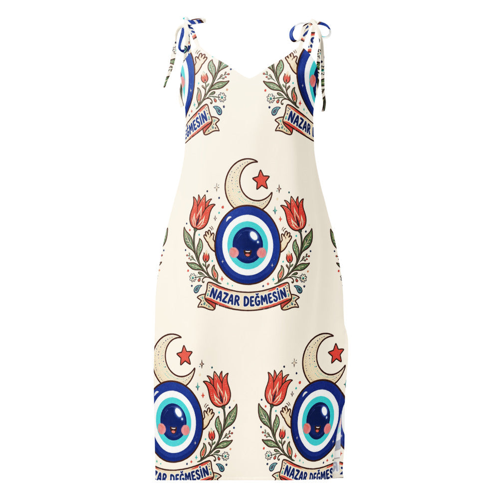 Nazar Değmesin All-Over Print Slip Dress, Roots & Talks - Front