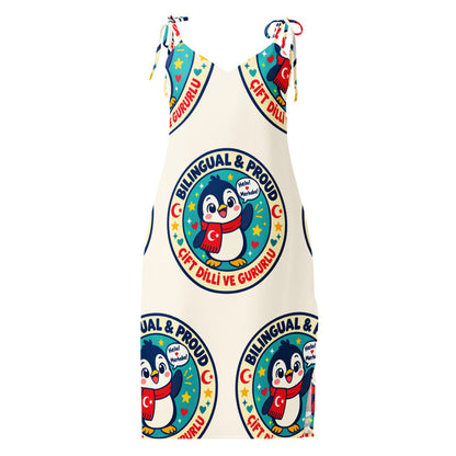 Bilingual & Proud All-Over Print Slip Dress, Roots & Talks - Front