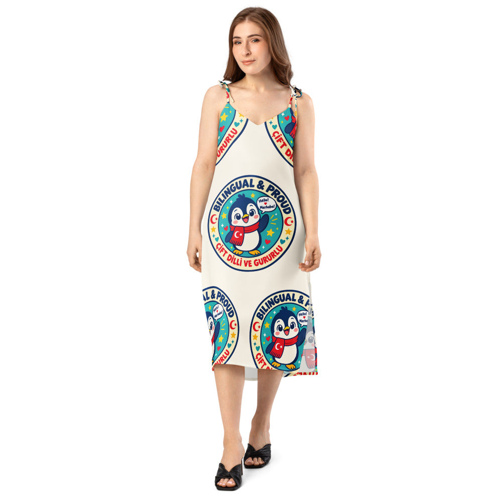 Bilingual & Proud All-Over Print Slip Dress, Roots & Talks - lifestyle photo 2