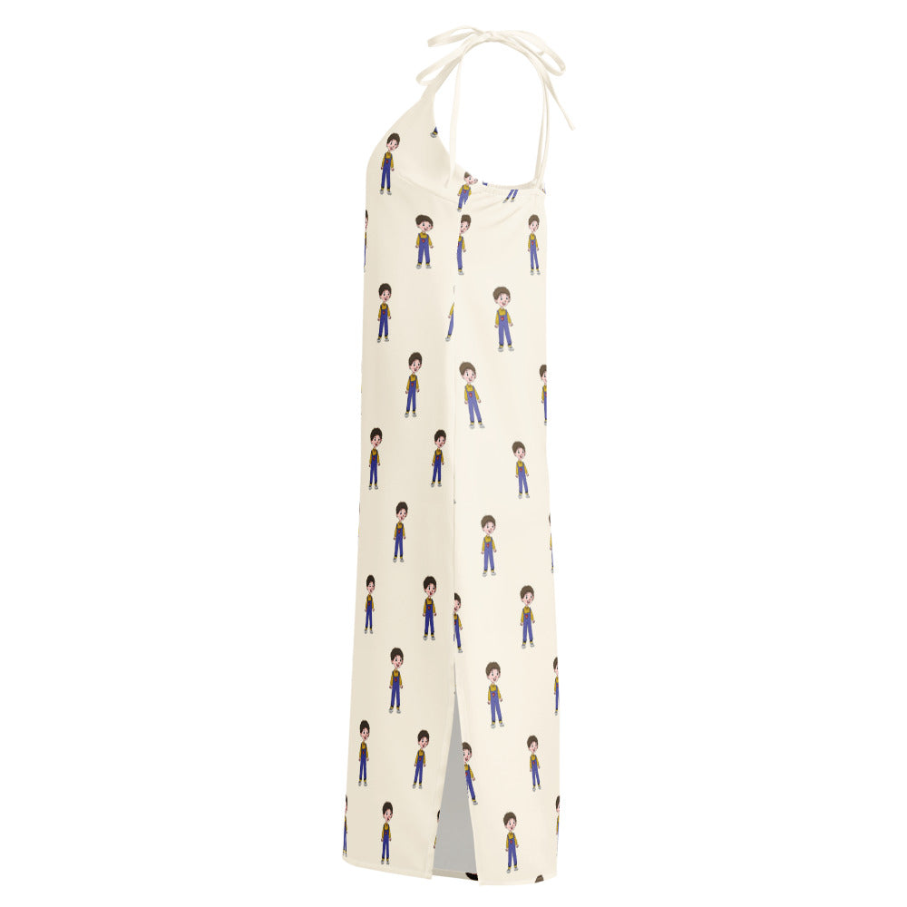 Ahmet Character All-Over Print Slip Dress, Roots & Talks - Left