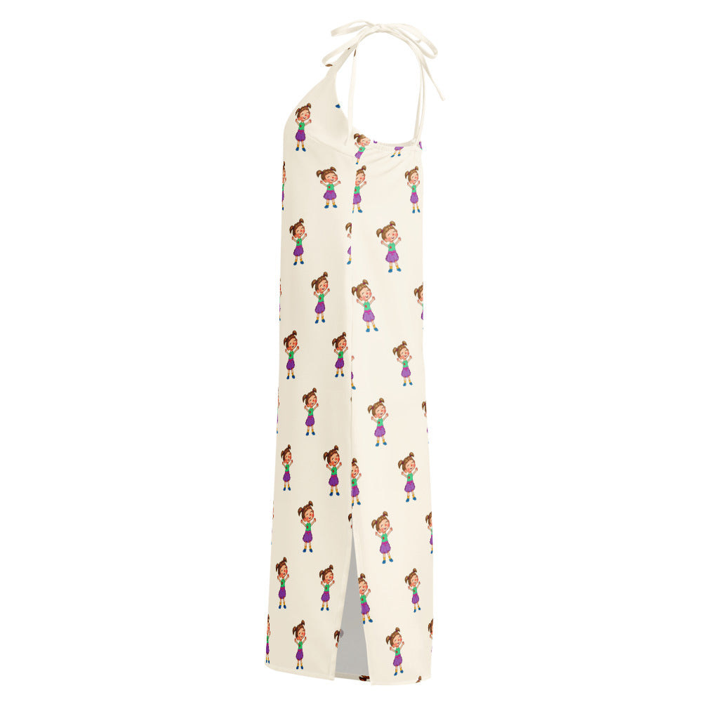 Ela Character All-Over Print Slip Dress, Roots & Talks - Left