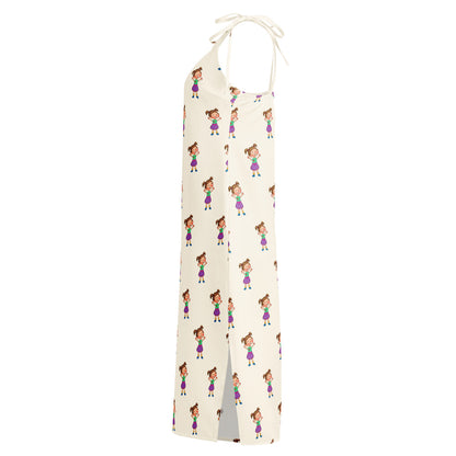 Ela Character All-Over Print Slip Dress, Roots & Talks - Left