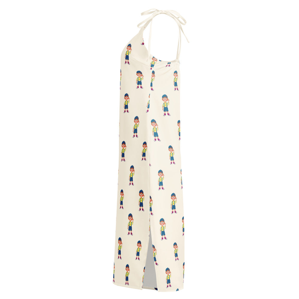 Giray Character All-Over Print Slip Dress, Roots & Talks - Left