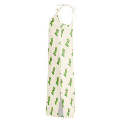 Dino Dinosaur All-Over Print Slip Dress, Roots & Talks - Left