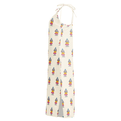Filiz Elephant All-Over Print Slip Dress, Roots & Talks - Left
