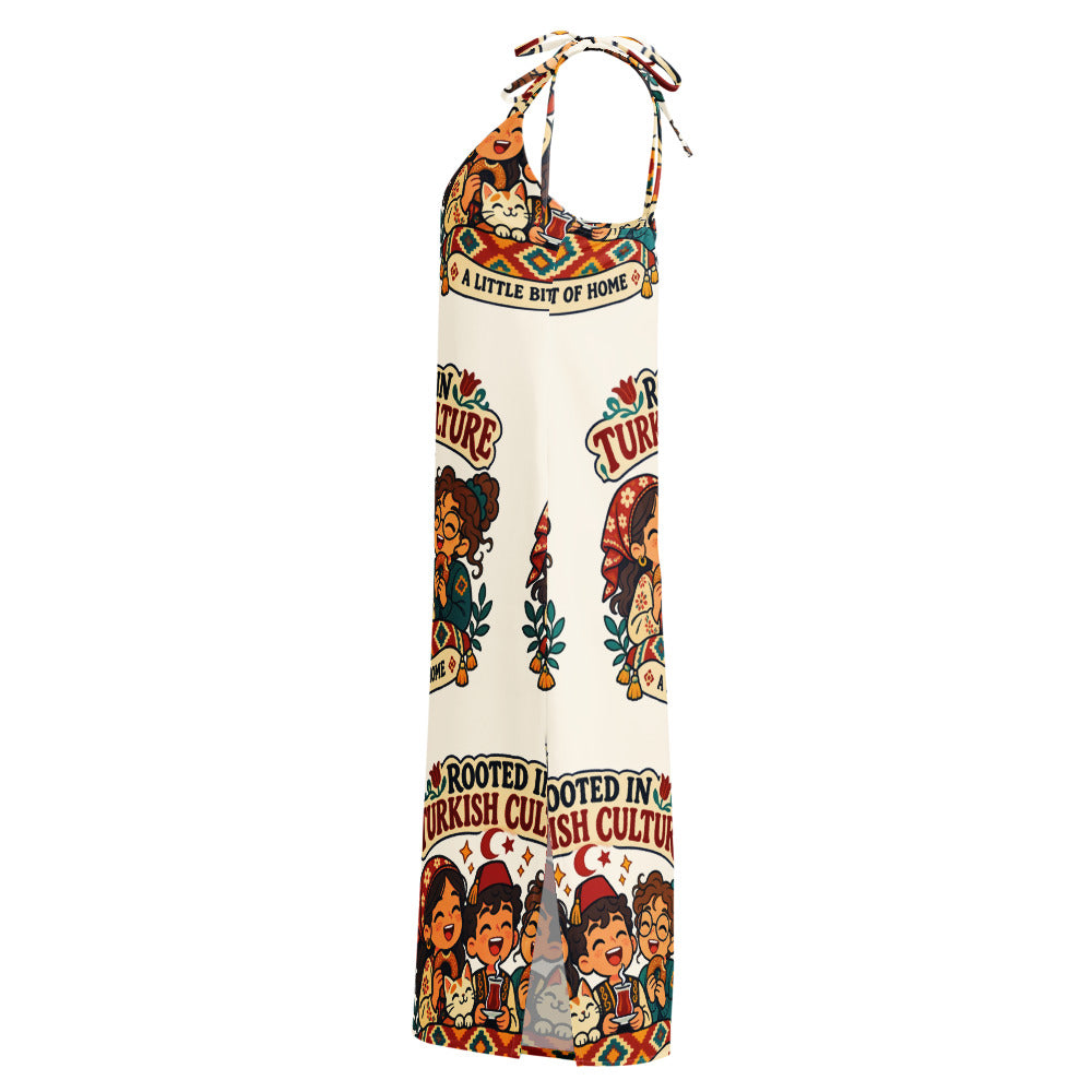 Rooted in Turkish Culture All-Over Print Slip Dress, Roots & Talks - Left