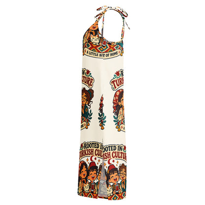 Rooted in Turkish Culture All-Over Print Slip Dress, Roots & Talks - Left