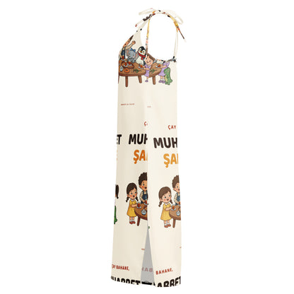 Çay Bahane, Muhabbet Şahane All-Over Print Slip Dress, Roots & Talks - Left