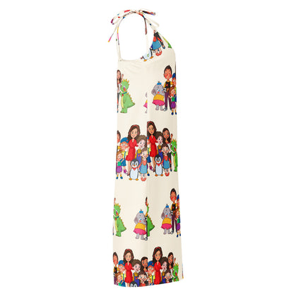 All the Characters Together All-Over Print Slip Dress, Roots & Talks - Right