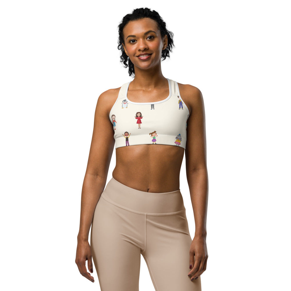 Roots & Talks Characters All-Over Print Sports Bra - product photo