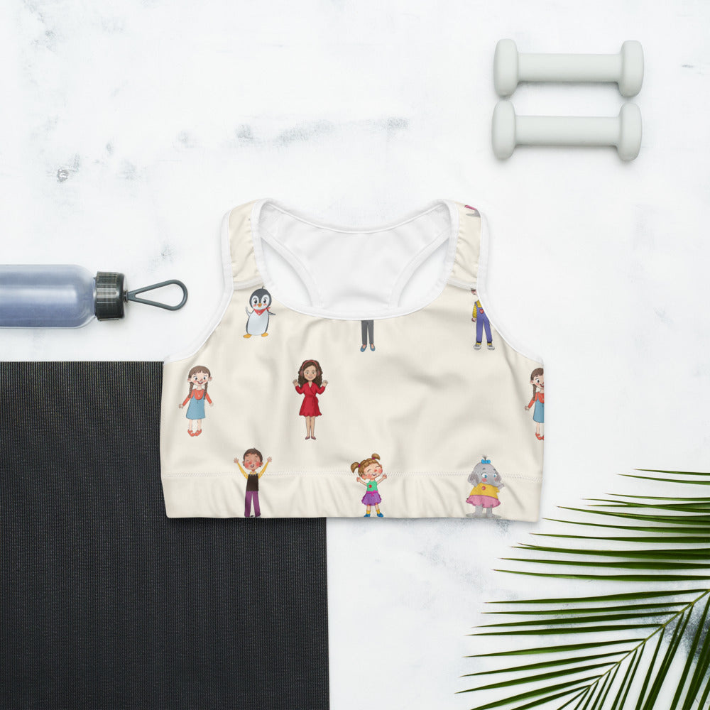 Roots & Talks Characters All-Over Print Sports Bra - lifestyle photo 1