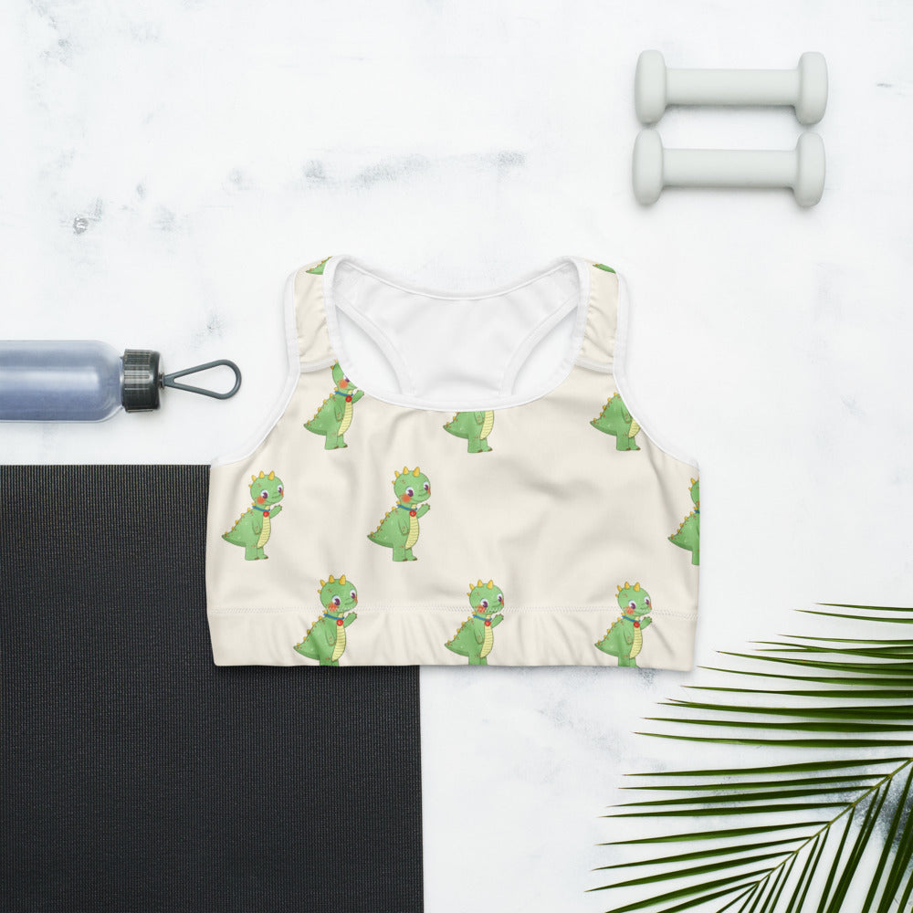 Dino Dinosaur All-Over Print Sports Bra, Roots & Talks - lifestyle photo 1