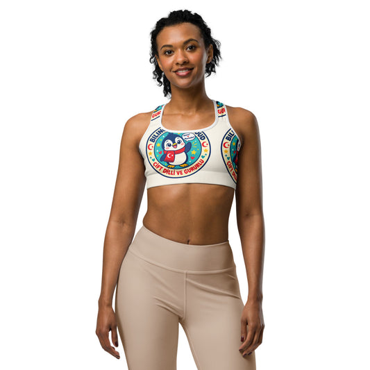 Bilingual & Proud All-Over Print Sports Bra, Roots & Talks - product photo