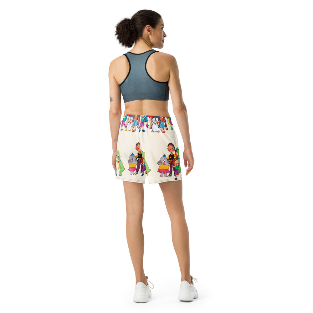 All the Characters Together All-Over Print Unisex Athletic Long Shorts, Roots & Talks - lifestyle photo 2
