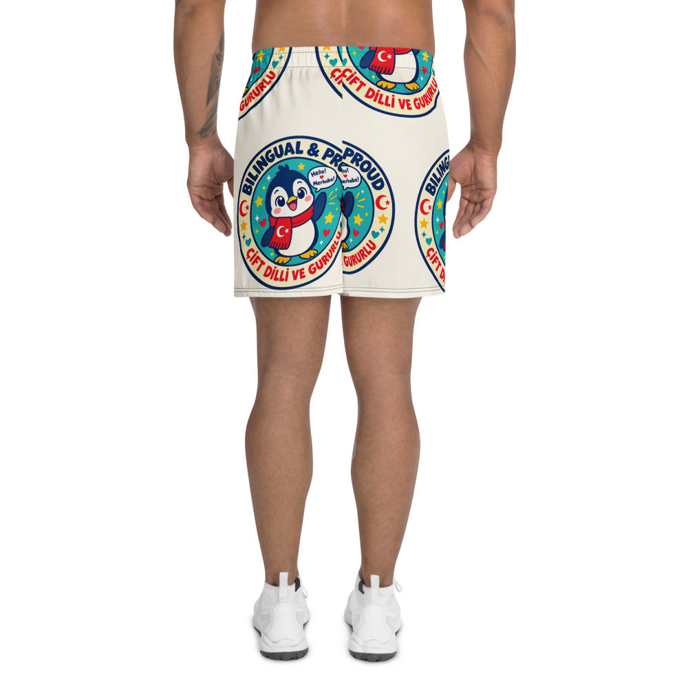 Bilingual & Proud All-Over Print Unisex Athletic Long Shorts, Roots & Talks - product photo