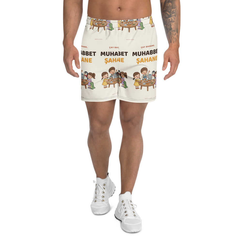 Çay Bahane, Muhabbet Şahane All-Over Print Unisex Athletic Long Shorts, Roots & Talks - product photo