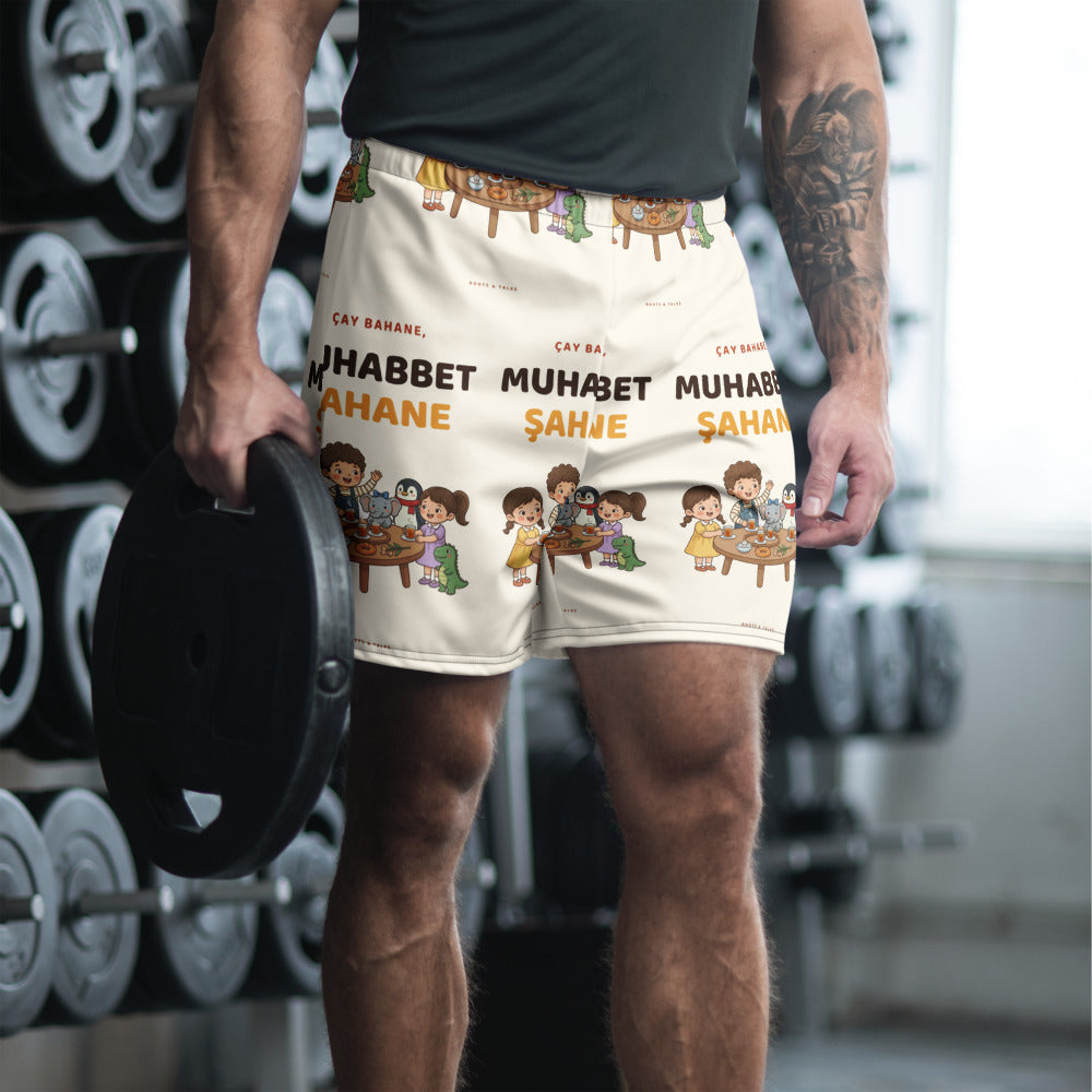 Çay Bahane, Muhabbet Şahane All-Over Print Unisex Athletic Long Shorts, Roots & Talks - lifestyle photo 1