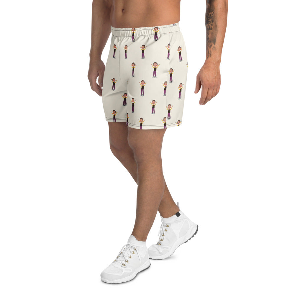 Gazi Character All-Over Print Unisex Athletic Long Shorts, Roots & Talks - Left