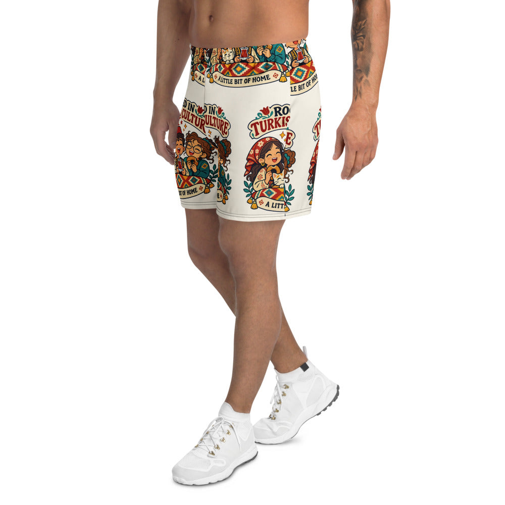 Rooted in Turkish Culture All-Over Print Unisex Athletic Long Shorts, Roots & Talks - Left