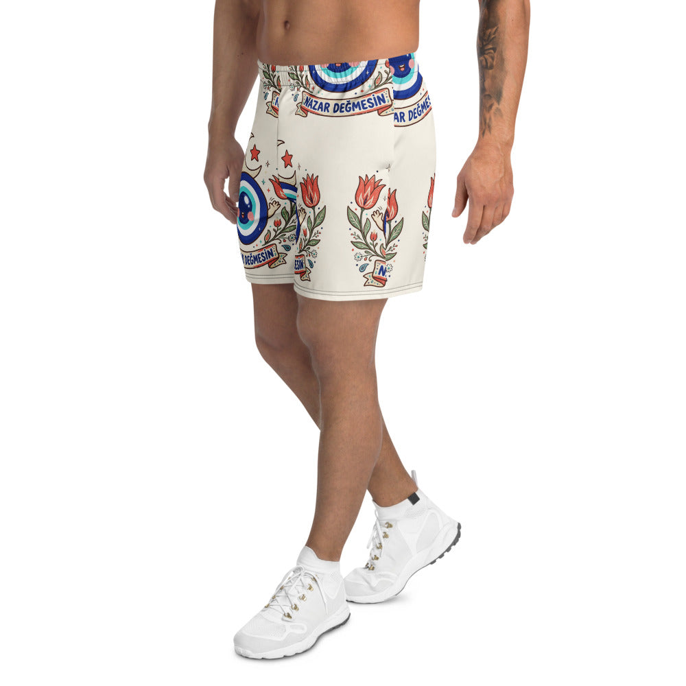 Nazar Değmesin All-Over Print Unisex Athletic Long Shorts, Roots & Talks - Left