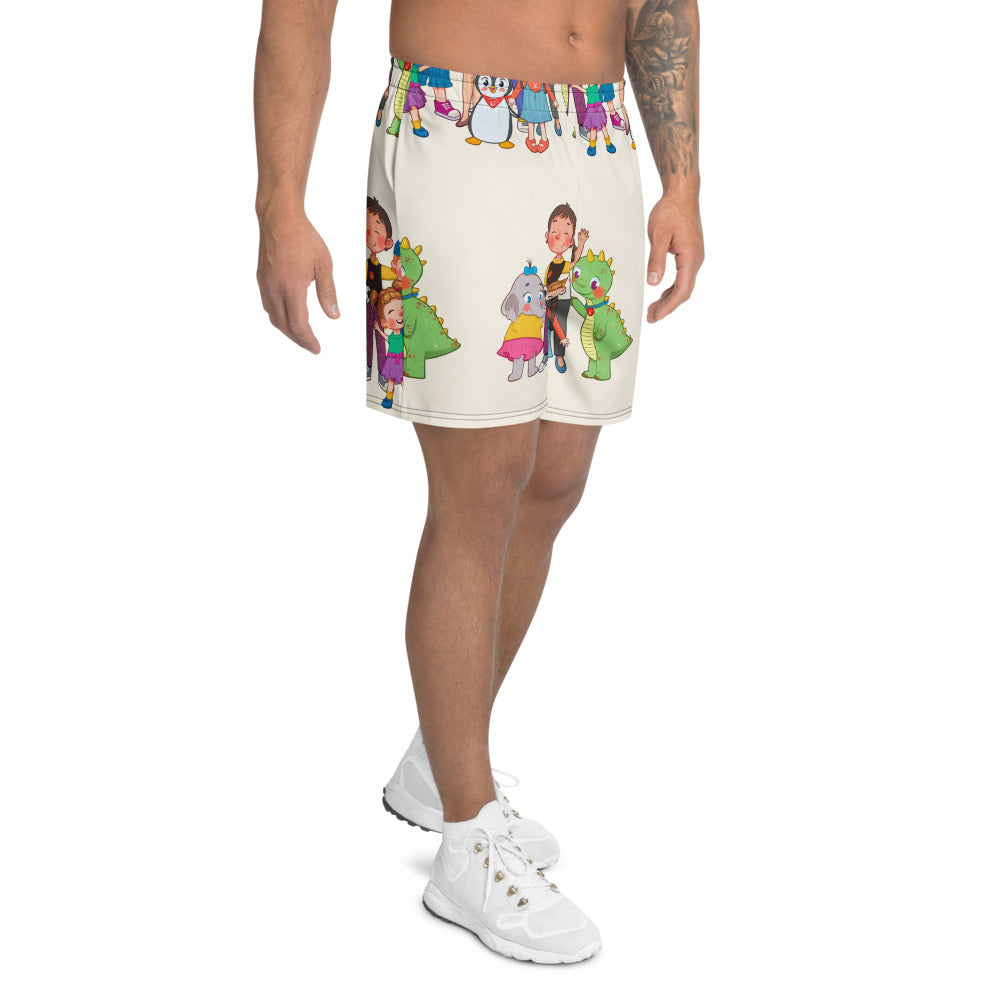 All the Characters Together All-Over Print Unisex Athletic Long Shorts, Roots & Talks - Right