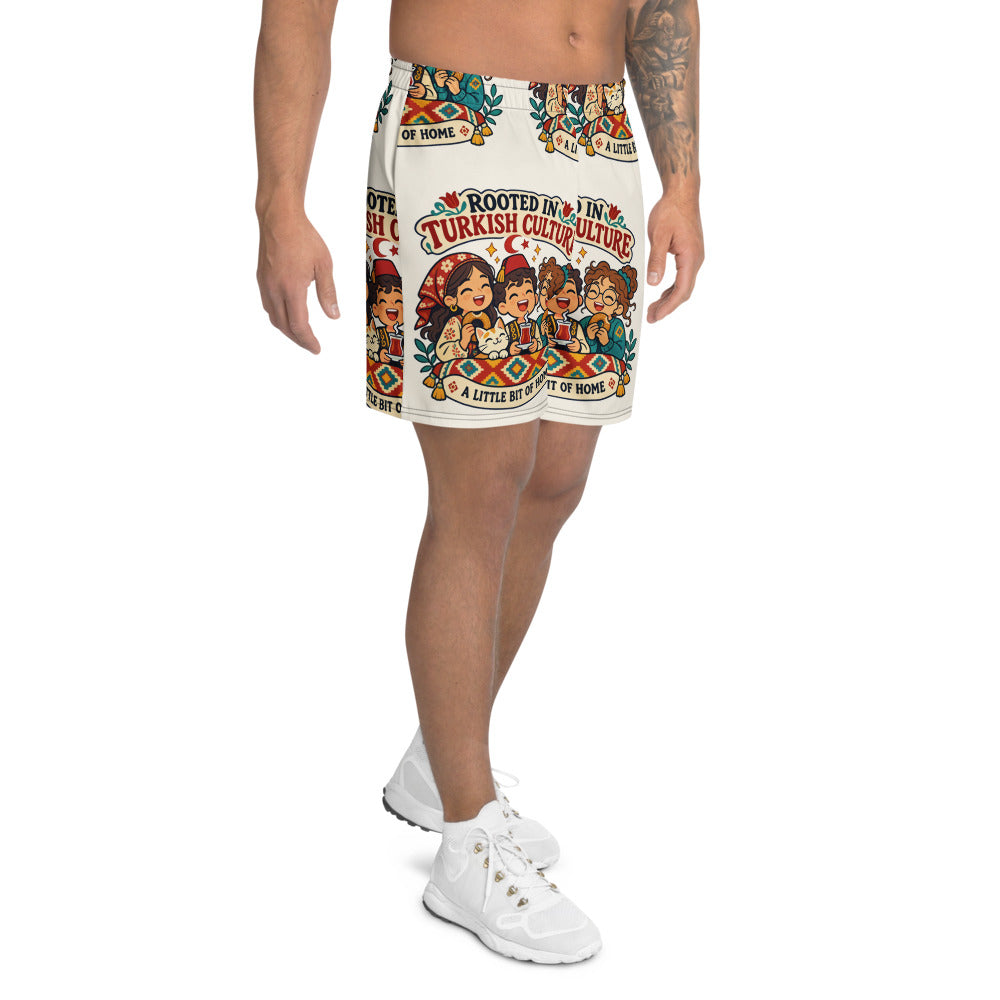 Rooted in Turkish Culture All-Over Print Unisex Athletic Long Shorts, Roots & Talks - Right