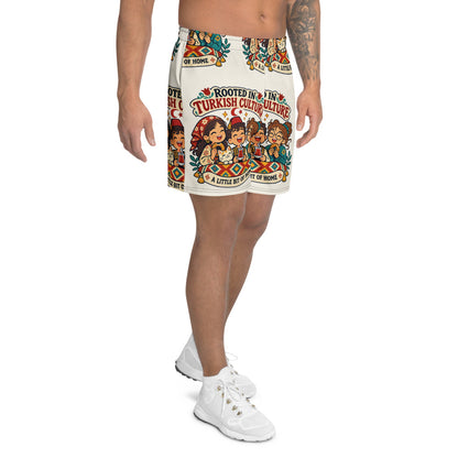 Rooted in Turkish Culture All-Over Print Unisex Athletic Long Shorts, Roots & Talks - Right