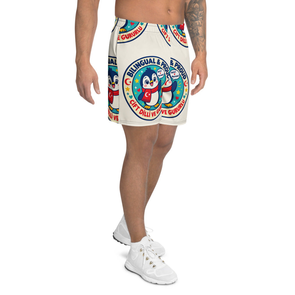 Bilingual & Proud All-Over Print Unisex Athletic Long Shorts, Roots & Talks - Right