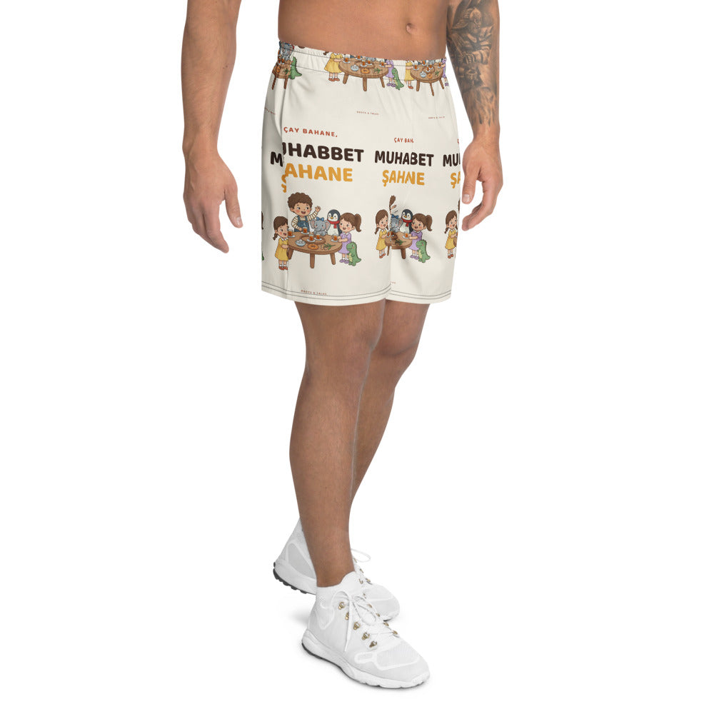 Çay Bahane, Muhabbet Şahane All-Over Print Unisex Athletic Long Shorts, Roots & Talks - Right