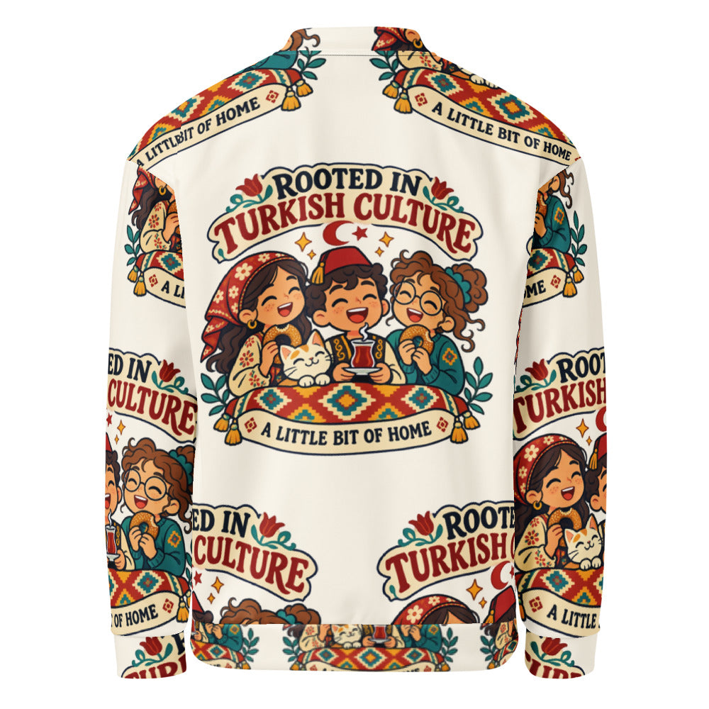 Rooted in Turkish Culture All-Over Print Unisex Bomber Jacket, Roots & Talks - product photo