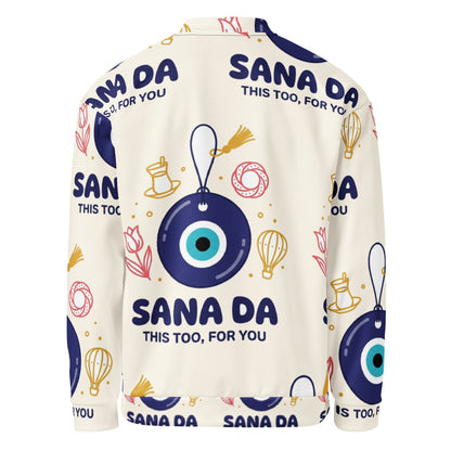 Sana Da All-Over Print Unisex Bomber Jacket, Roots & Talks - product photo