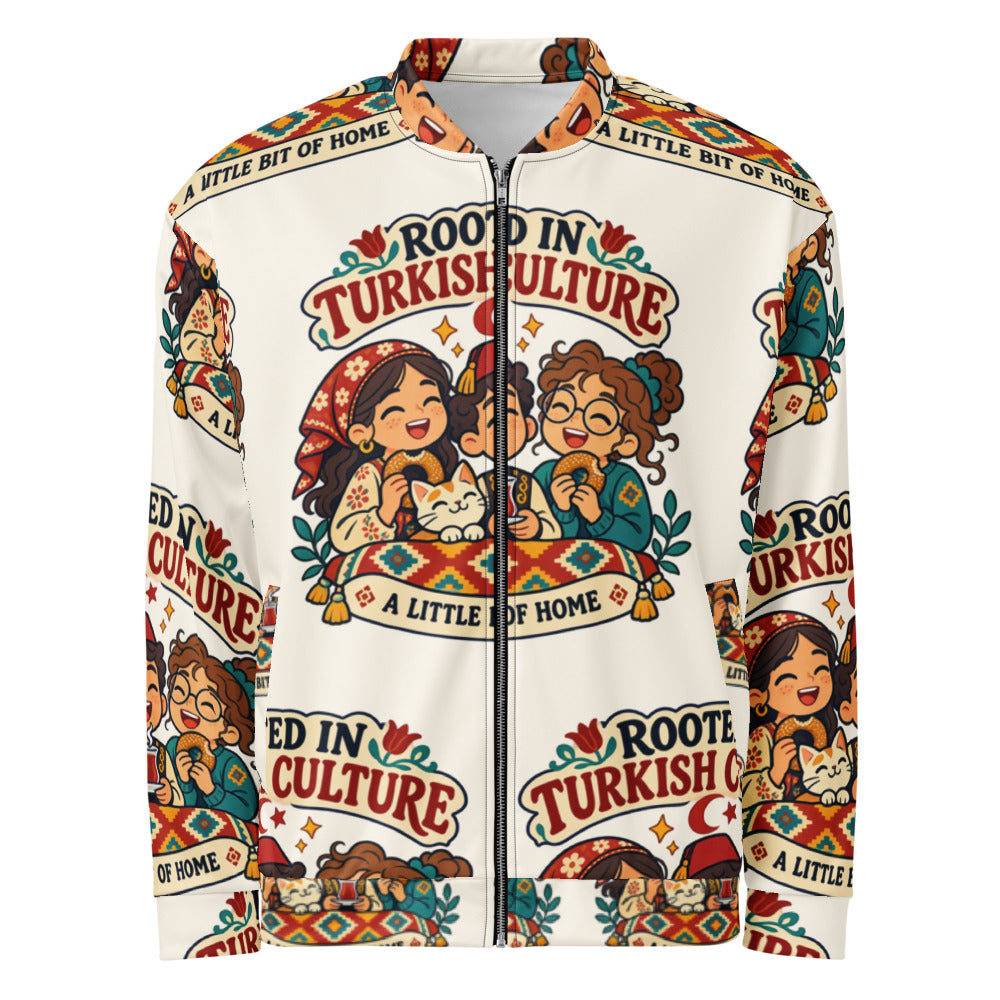 Rooted in Turkish Culture All-Over Print Unisex Bomber Jacket, Roots & Talks - product photo