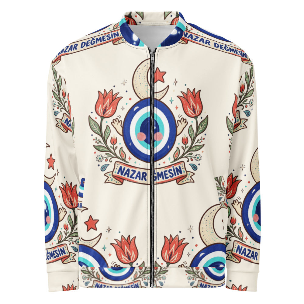 Nazar Değmesin All-Over Print Unisex Bomber Jacket, Roots & Talks - product photo