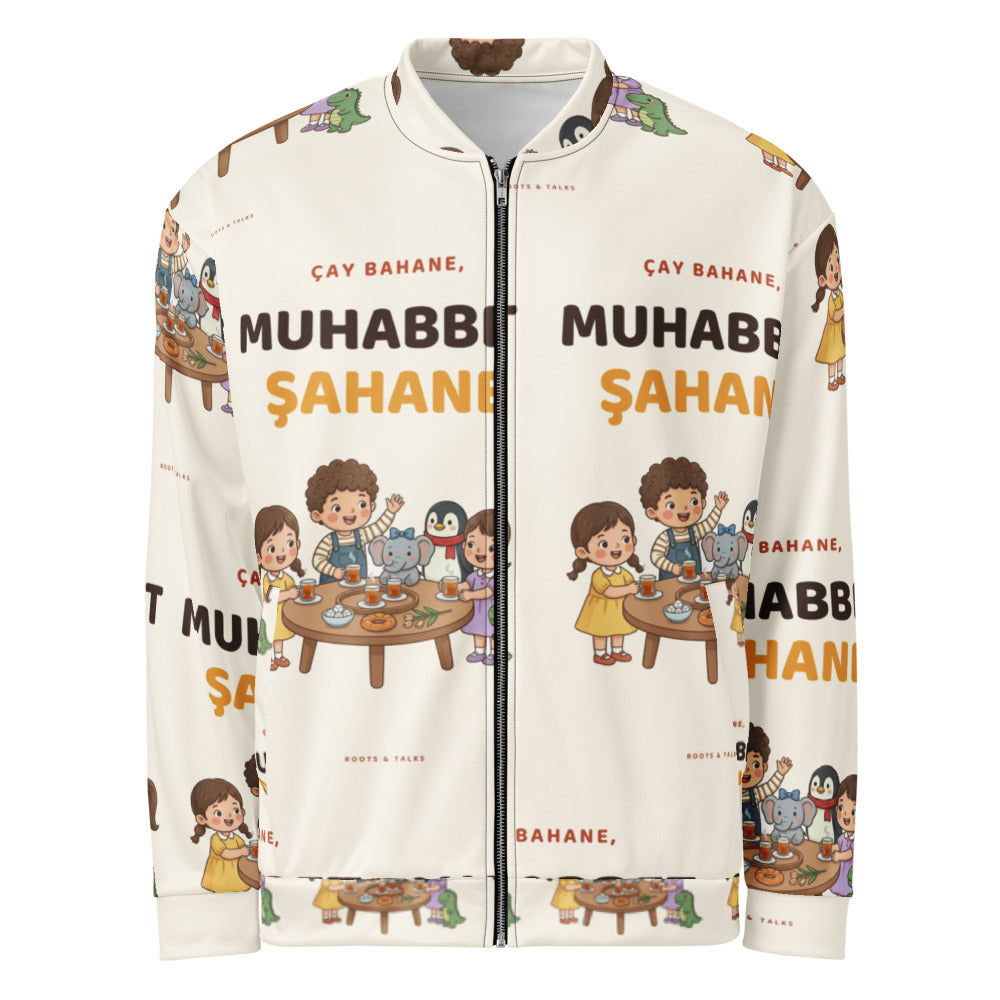 Çay Bahane, Muhabbet Şahane All-Over Print Unisex Bomber Jacket, Roots & Talks - product photo