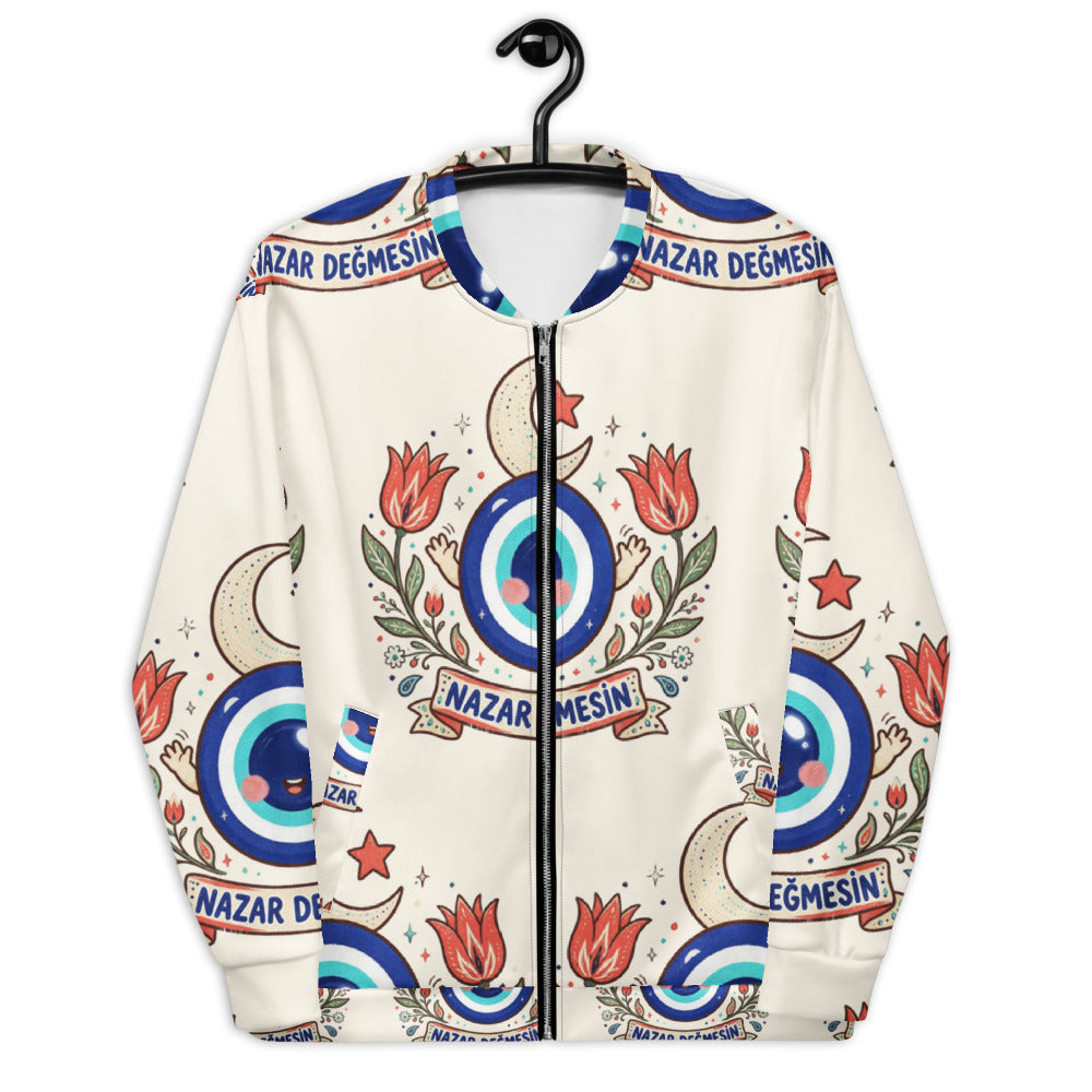 Nazar Değmesin All-Over Print Unisex Bomber Jacket, Roots & Talks - lifestyle photo 2
