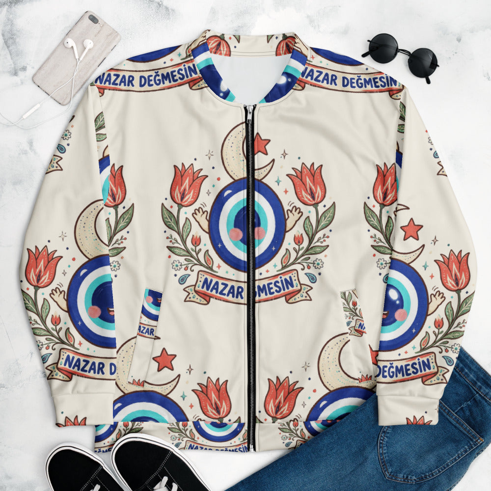 Nazar Değmesin All-Over Print Unisex Bomber Jacket, Roots & Talks - lifestyle photo 1