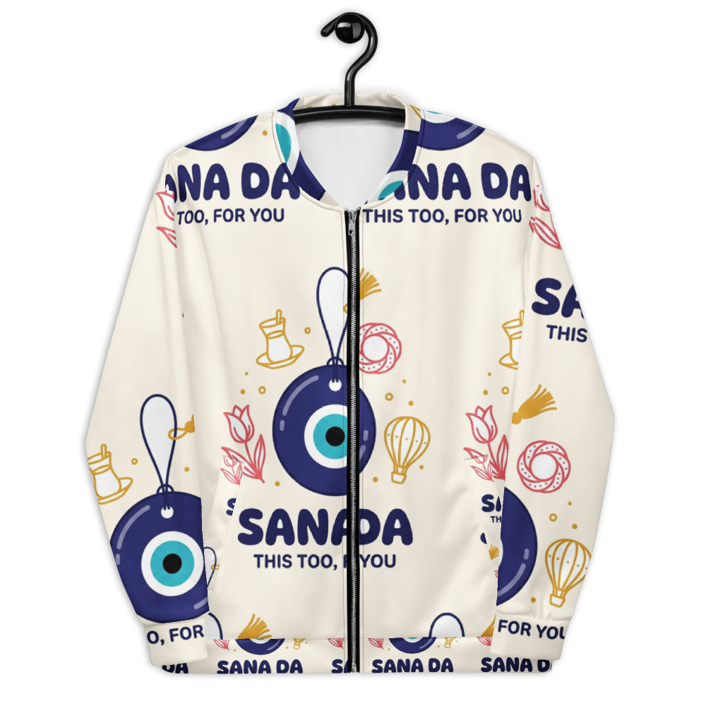 Sana Da All-Over Print Unisex Bomber Jacket, Roots & Talks - lifestyle photo 2