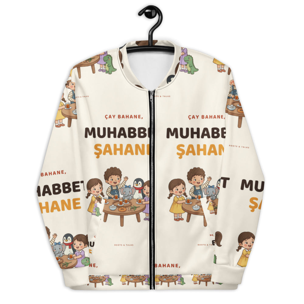 Çay Bahane, Muhabbet Şahane All-Over Print Unisex Bomber Jacket, Roots & Talks - lifestyle photo 2