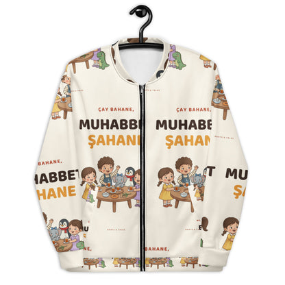 Çay Bahane, Muhabbet Şahane All-Over Print Unisex Bomber Jacket, Roots & Talks - lifestyle photo 2