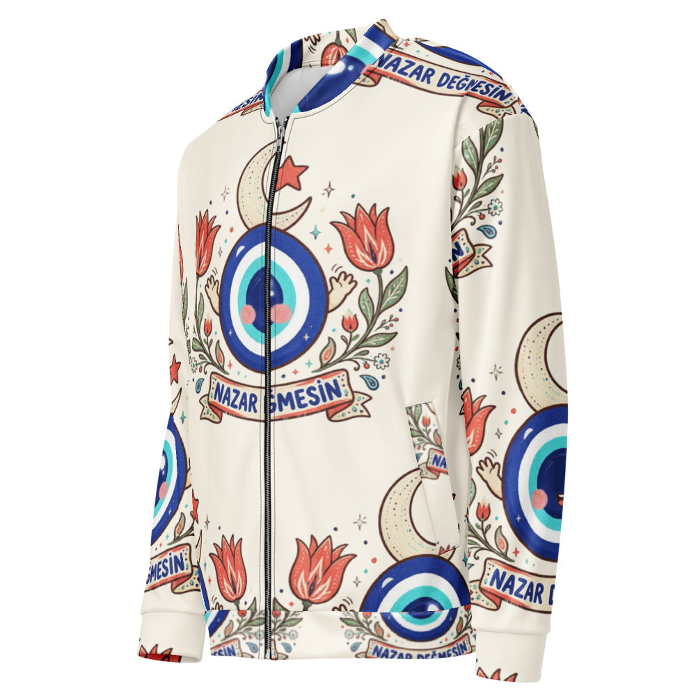 Nazar Değmesin All-Over Print Unisex Bomber Jacket, Roots & Talks - product photo